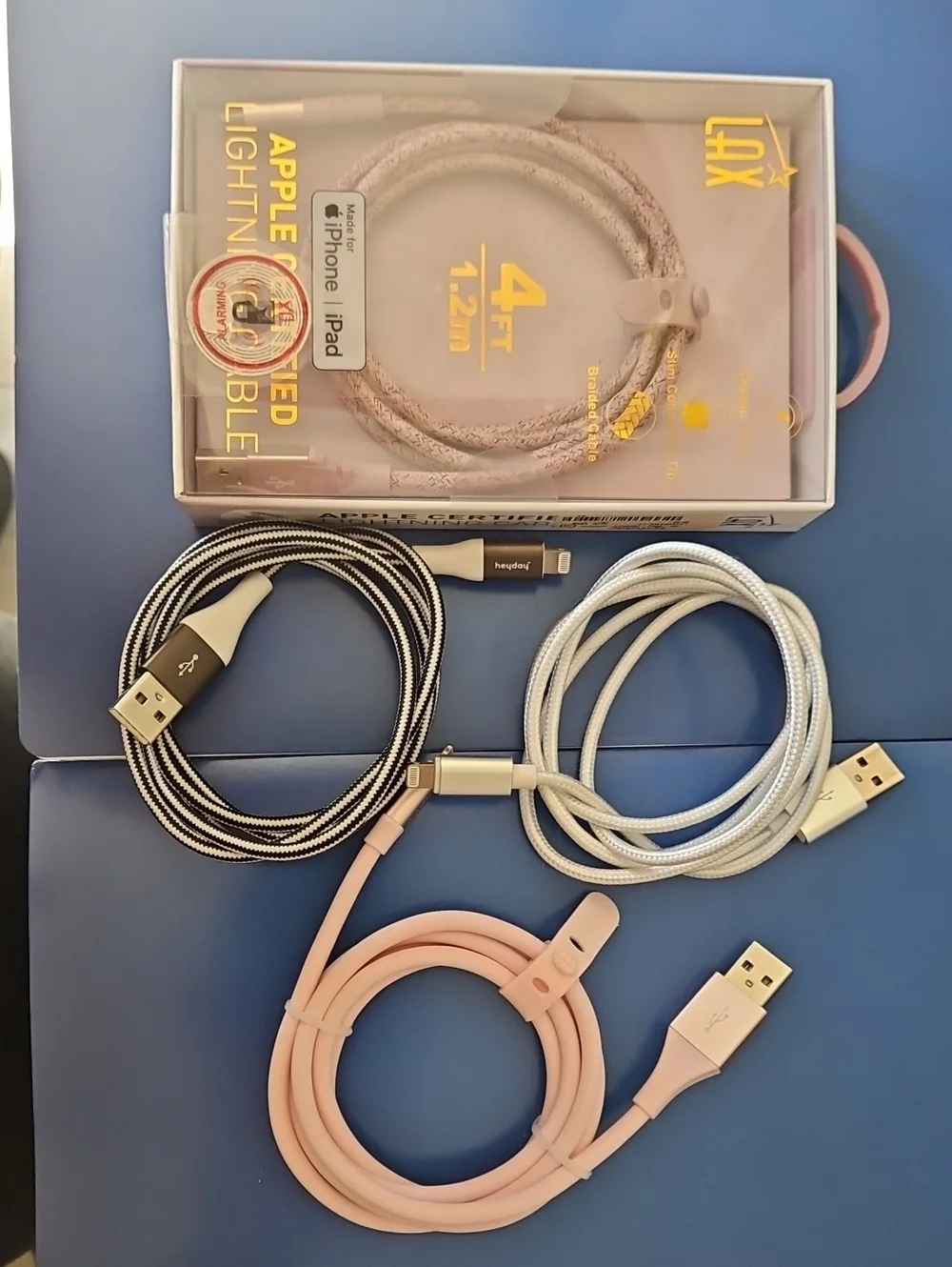 Apple Certified Lightning Cable - Pink, White, Black & White Bundle